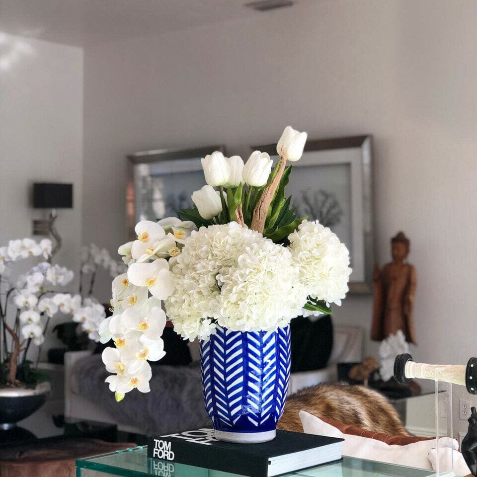 Inca striped vase with mixed bouquet The New Garden