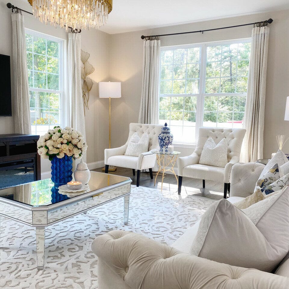 White English Roses in Blue Textured Vase The New Garden