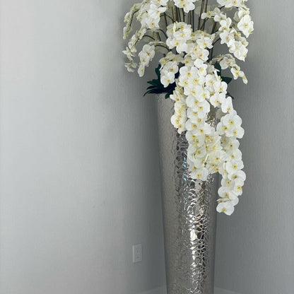 Cascading Phalaenopsis Orchids in Extra Tall Hammered Vase The New Garden 