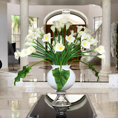 Elegant Vase with Multiple White Calla Lilies The New Garden 