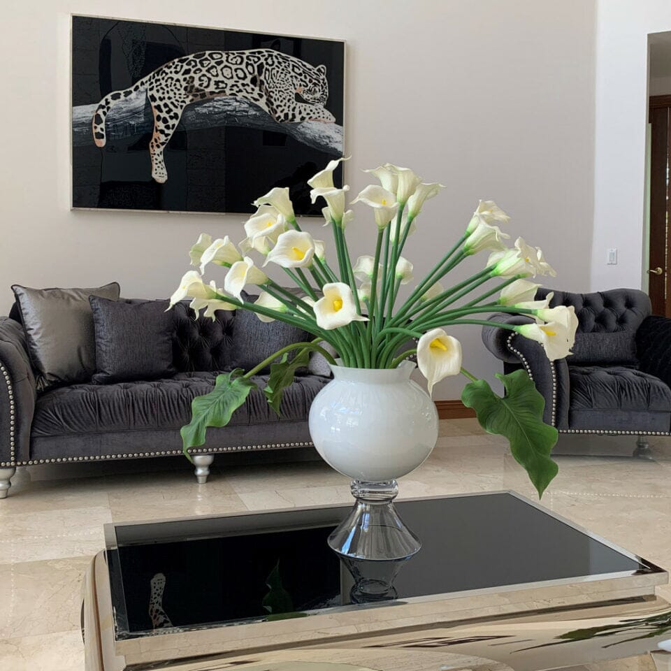 Elegant Vase with Multiple White Calla Lilies The New Garden 