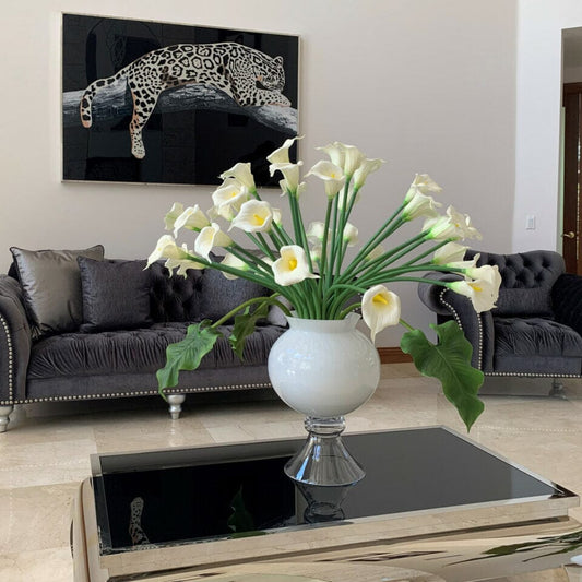 Elegant Vase with Multiple White Calla Lilies The New Garden 