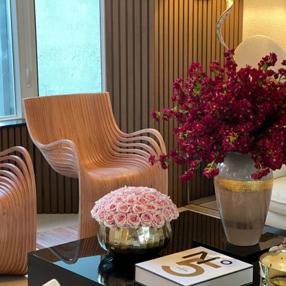 "Goddess" vase with burgundy cherry blossoms The New Garden 