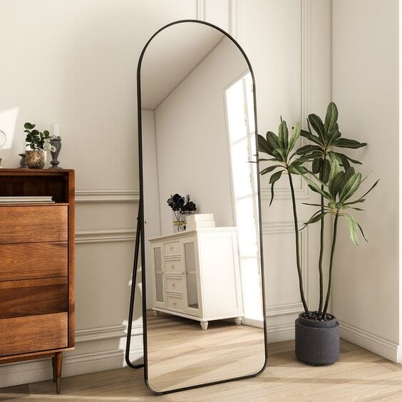 Large Pinterest Mirror with Support and Golden Frame The New Garden Black 1.64m height x 44cm width 