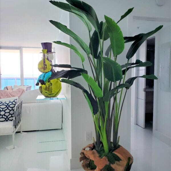 Large Teak Root Vase with Large Bird of Paradise The New Garden 