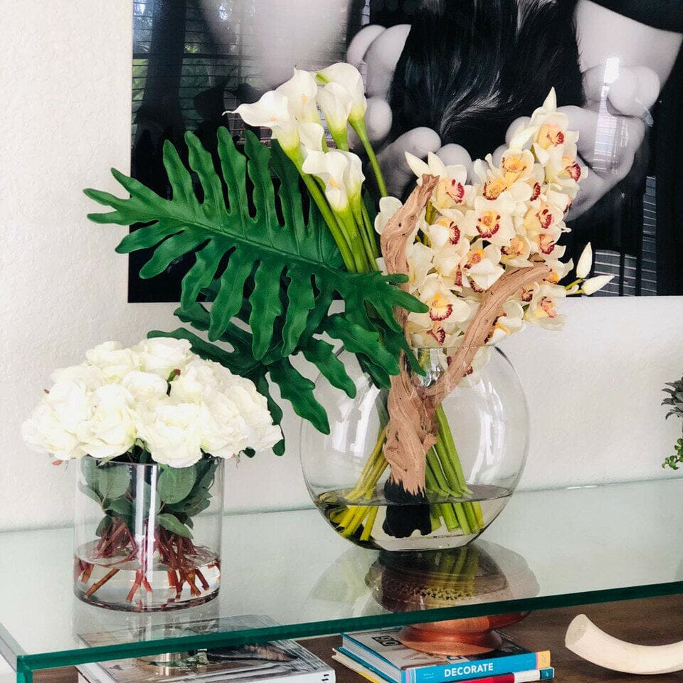 Lunar vase with cymbidiums and callas The New Garden 