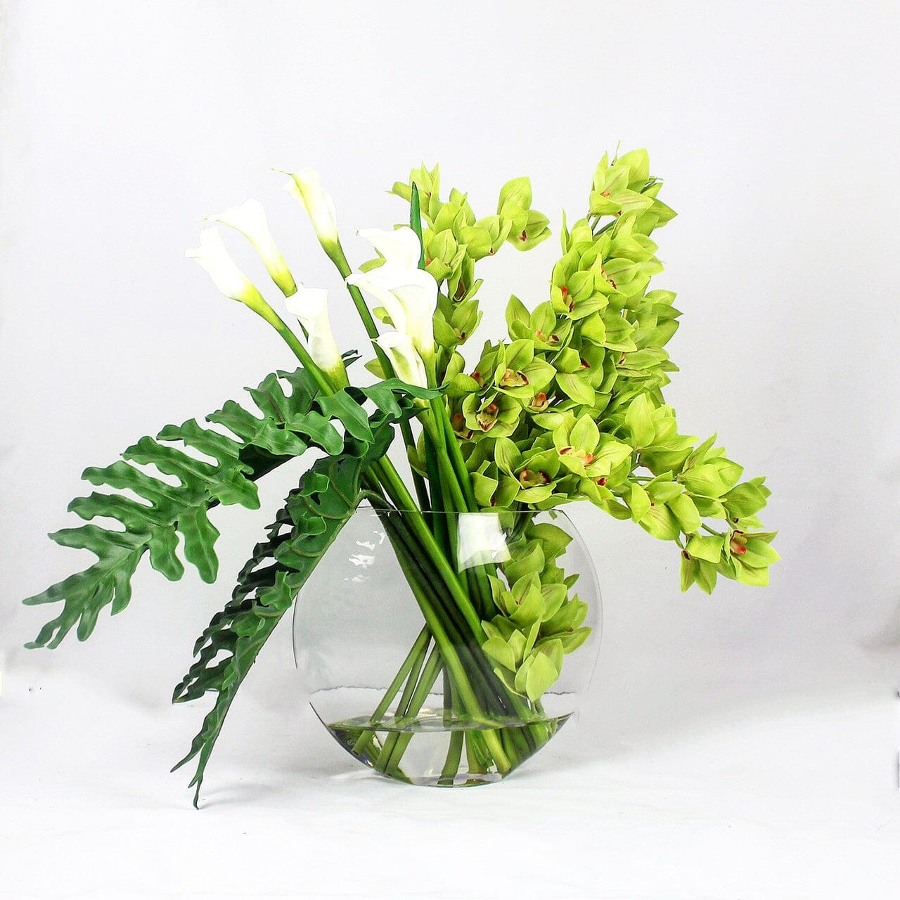 Lunar Vase with Green Cymbidiums and Callas The New Garden 