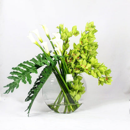 Lunar Vase with Green Cymbidiums and Callas The New Garden 