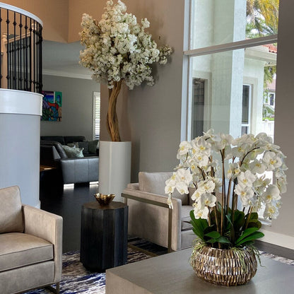 Matt Beige St. Tropez Vase with White Cherry Blossom Tree The New Garden 