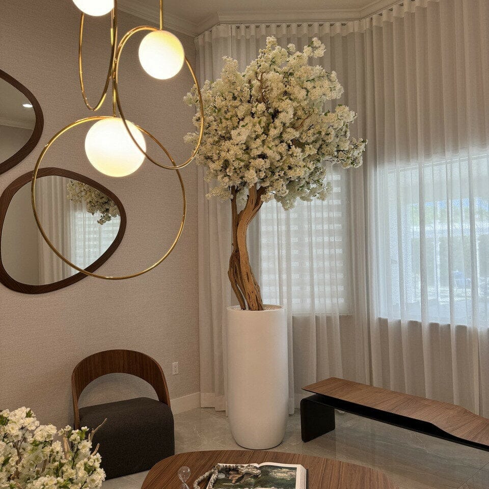 Matt Beige St. Tropez Vase with White Cherry Blossom Tree The New Garden 