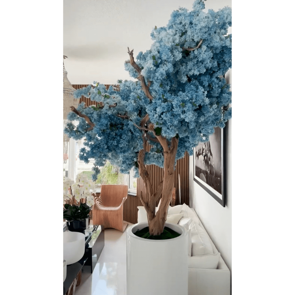 Matte White St. Tropez Vase with Blue Cherry Blossom Release The New Garden 