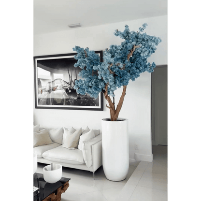 Matte White St. Tropez Vase with Blue Cherry Blossom Release The New Garden 