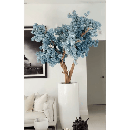 Matte White St. Tropez Vase with Blue Cherry Blossom Release The New Garden 