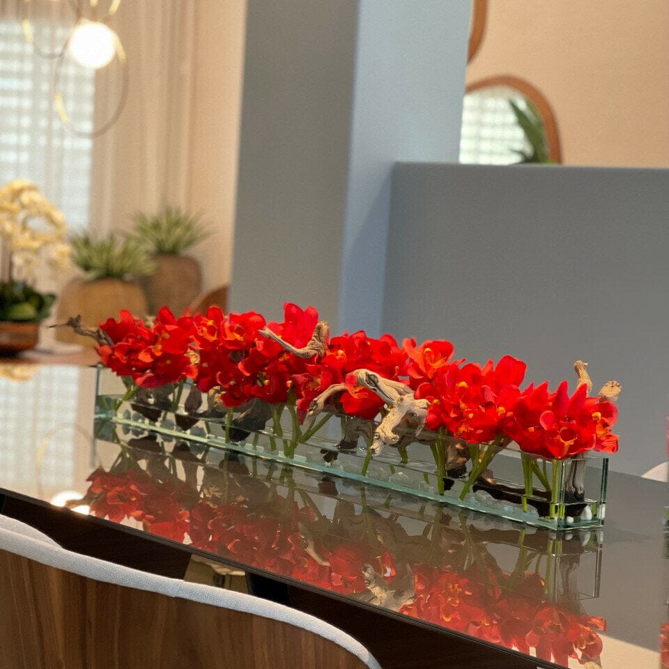 Modern House Glass Vase with Red Cymbidiums The New Garden 