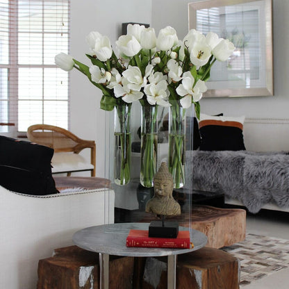 Triple vase with white tulips The New Garden 