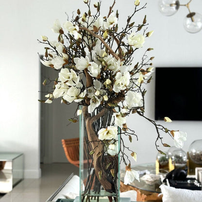 White Magnolia Vase in 20-Inch Tall Modern Home The New Garden 