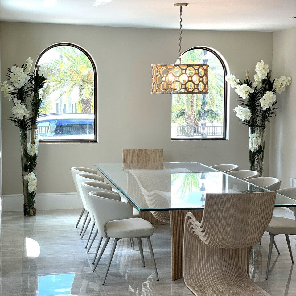 White Vanda Orchids with Driftwood in a Large Conical Glass Cylinder The New Garden 